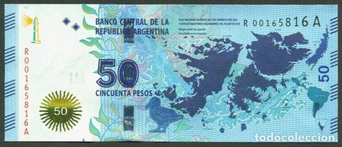 Billetes extranjeros: ARGENTINA. Conmemorativo 50 pesos 2015. ISLAS MALVINAS. S/C. Prefijo R - Reposicion.