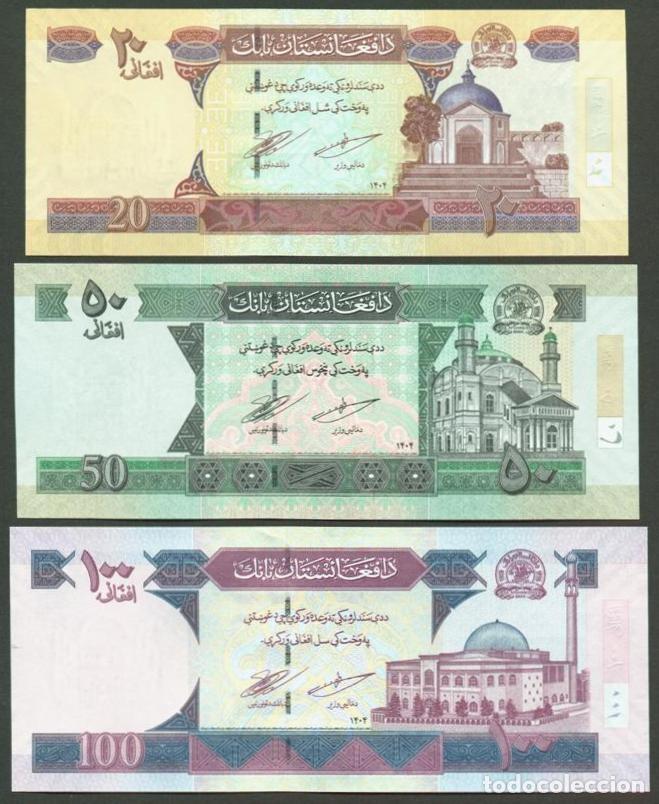 Billetes extranjeros: AFGANISTAN (AFGHANISTAN). 20, 50, 100 afghanis (afganis) SH1404 (2025-2026). S/C. Ver firmas.
