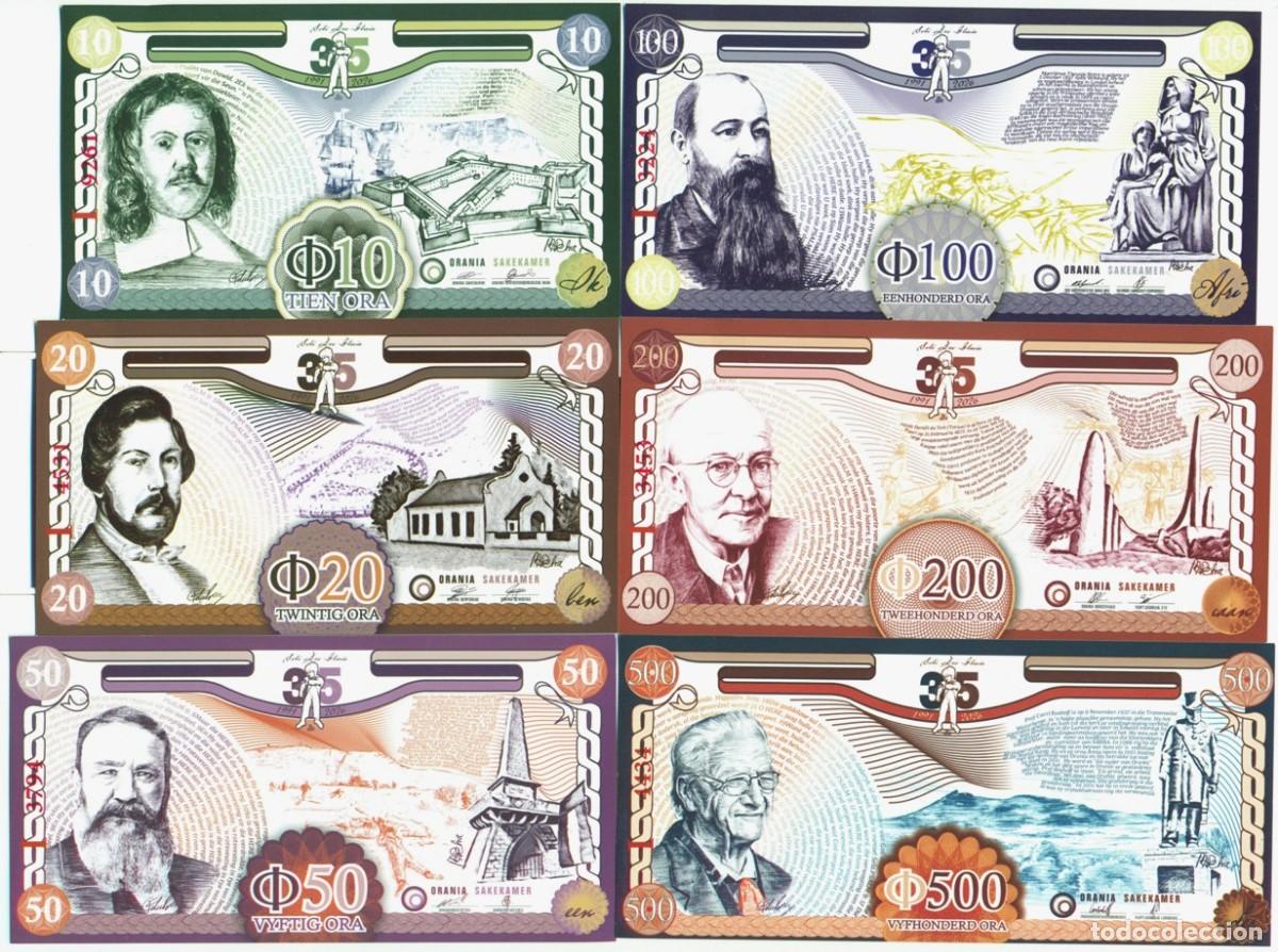 Billetes extranjeros: SUDAFRICA (Africa del Sur). ORANIA. 10, 20, 50, 100, 200, 500 ora (validez 2026-2029). Ver nota.