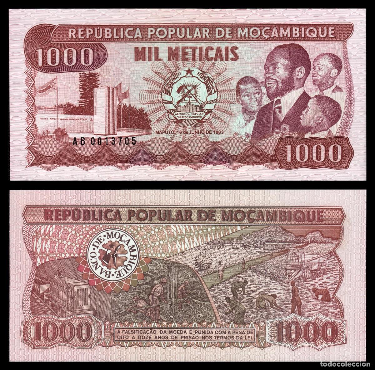 Billetes extranjeros: Mozambique 1.000 Meticais 16-6-1983 Pick 132a SC