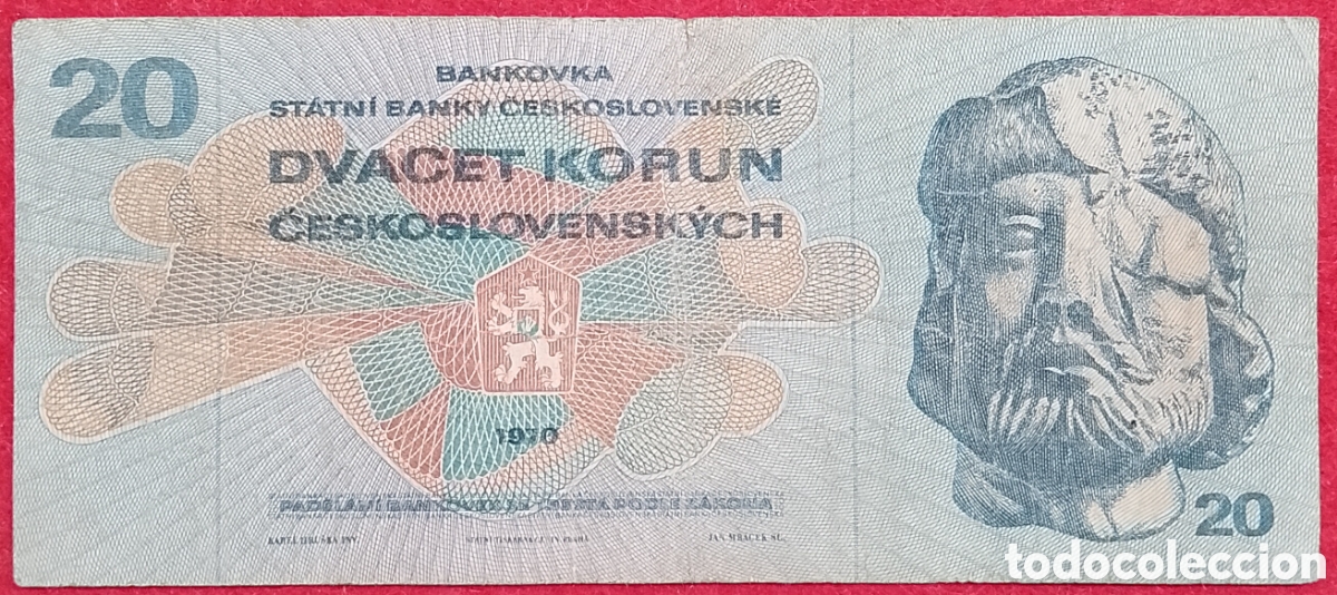 Billetes extranjeros: Billete de Checoslovaquia 20 coronas Pick variante P#92c 1970
