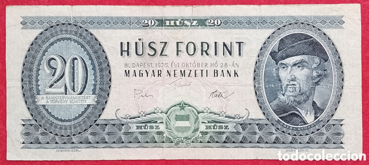 Billetes extranjeros: Billete de Hungria 20 forint Pick variante P#168f 1975
