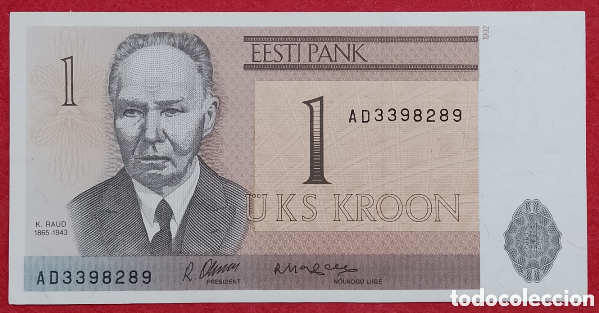 Billetes extranjeros: Billete de Estonia 1Kroon Pick P#69 1992s/c