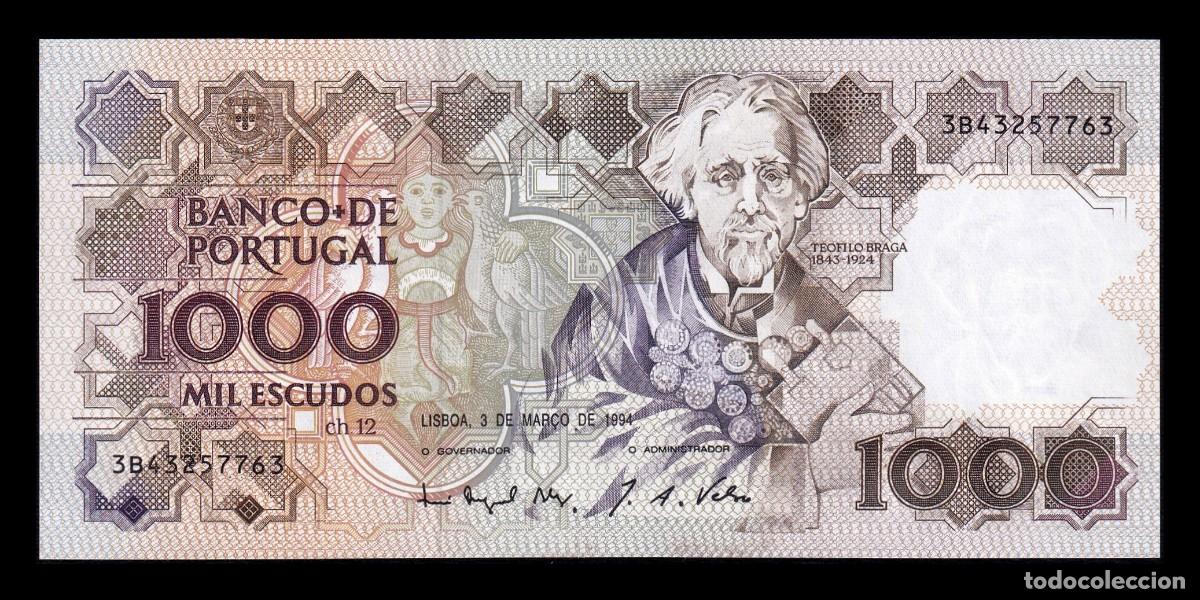Billetes extranjeros: Portugal 1000 Escudos Te&oacute;filo Fern&aacute;ndez Braga 1994 Pick 181k(2) Sc Unc