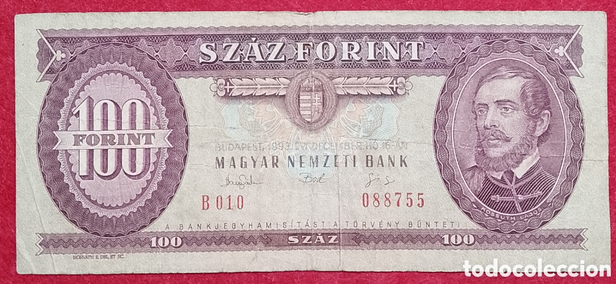 Billetes extranjeros: Billete de Hungr&iacute;a 100 Forint Pick variante P#174b 1993