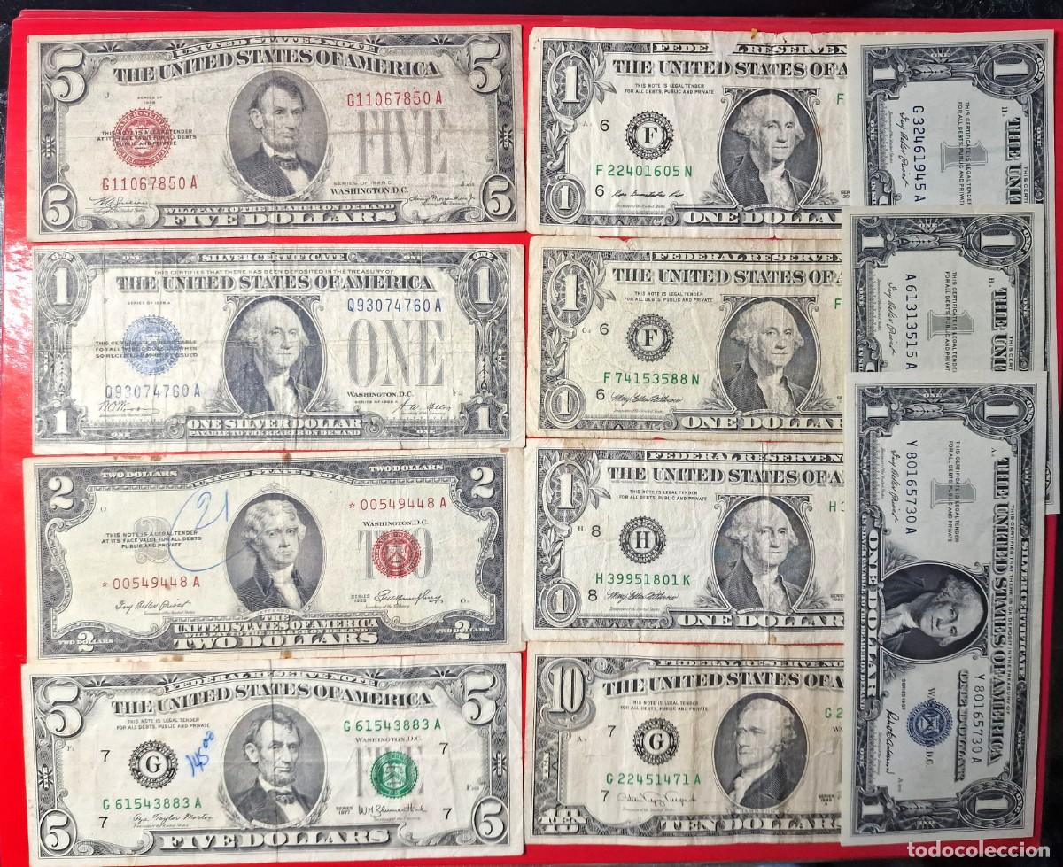 Billetes extranjeros: LOTE 15 BILLETES ESTADOS UNIDOS y MUNDO|SOLO ACEPTO PAYPAL| BILLETE 1 a 10 DOLARES 1928 a 2009 LEER