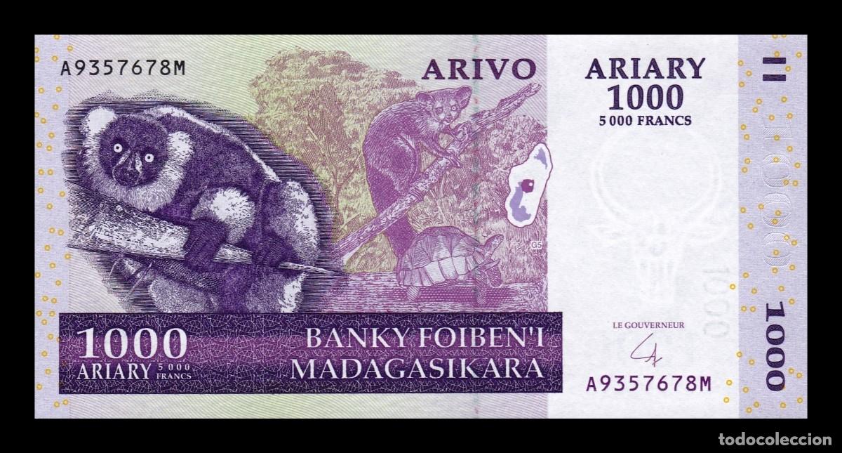 Billetes extranjeros: Madagascar 1000 Ariary 2004 Pick 89b Sc Unc