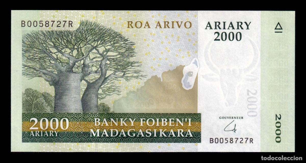 Billetes extranjeros: Madagascar 2000 Ariary = 10.000 Francos 2007-2014 Pick 90b Sc Unc