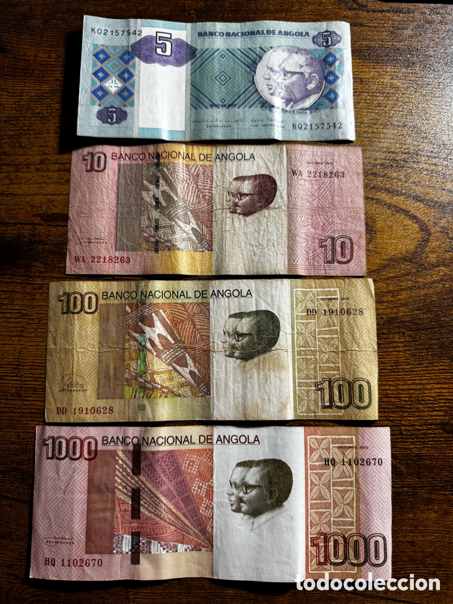 Billetes extranjeros: Lote de 4 billetes de Angola. Circulados