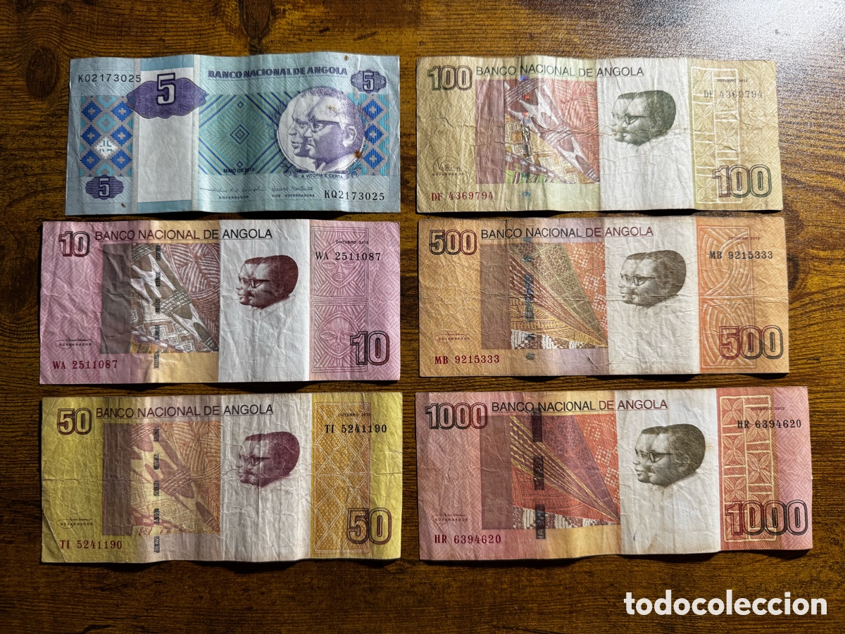 Billetes extranjeros: Lote de 6 billetes de Angola. Circulados