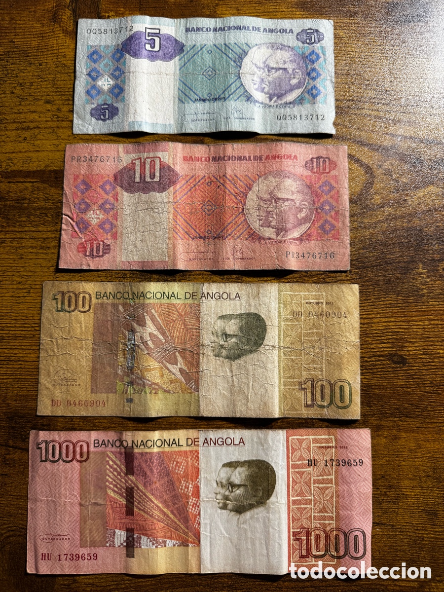 Billetes extranjeros: Lote de 4 billetes de Angola. Circulados