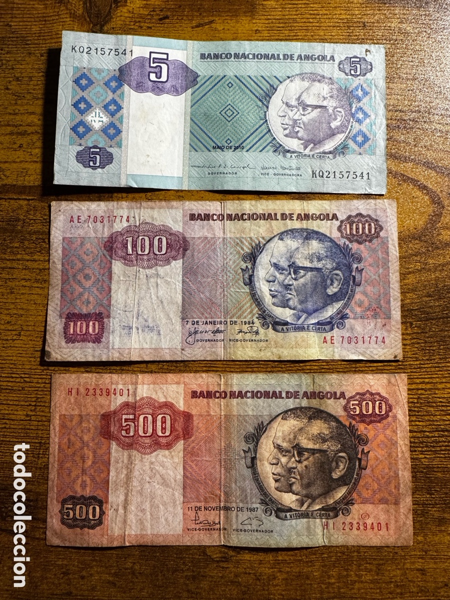 Billetes extranjeros: Lote de 3 billetes de Angola. Circulados