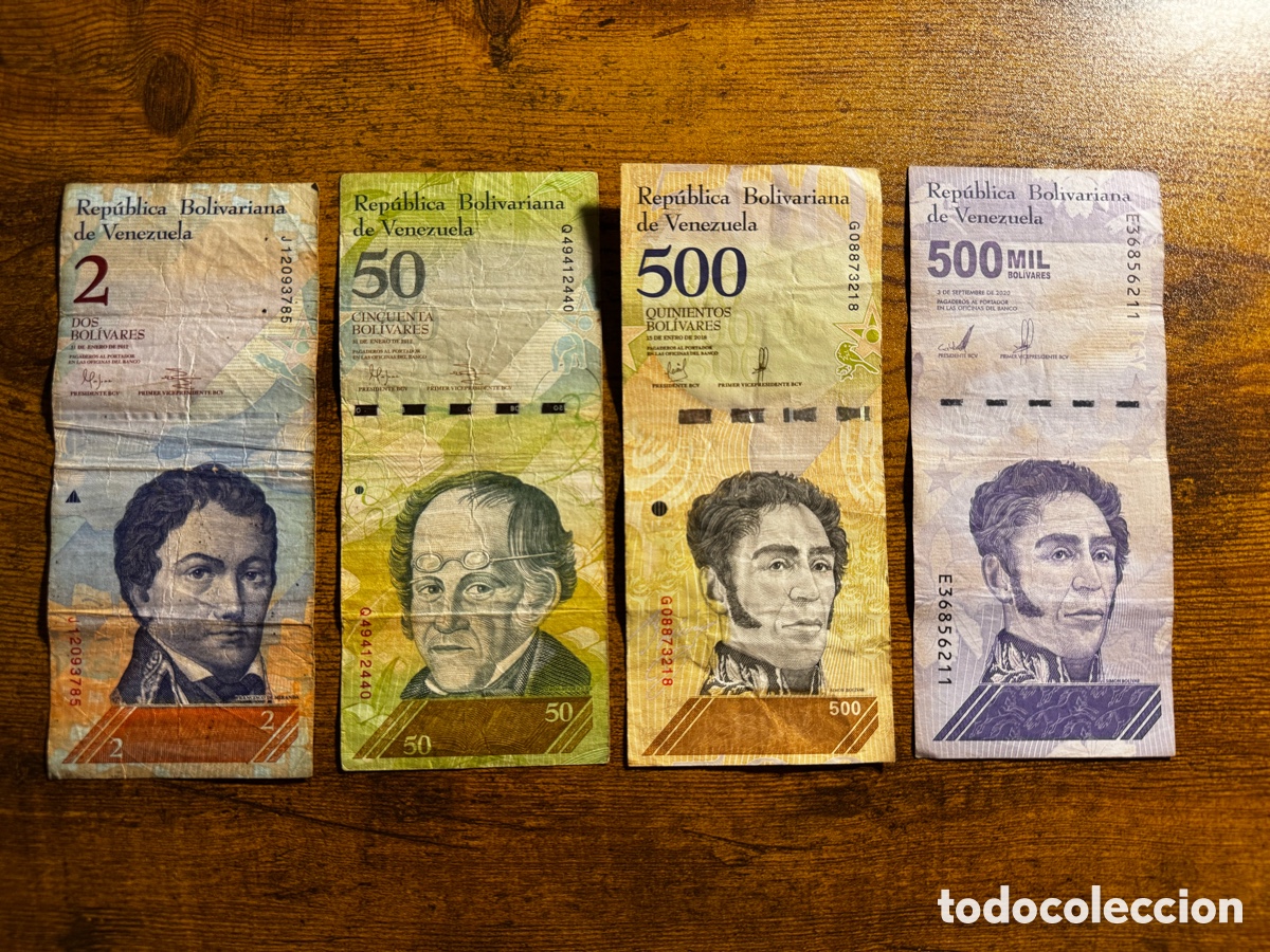 Billetes extranjeros: Lote de 4 billetes de Venezuela. Circulados