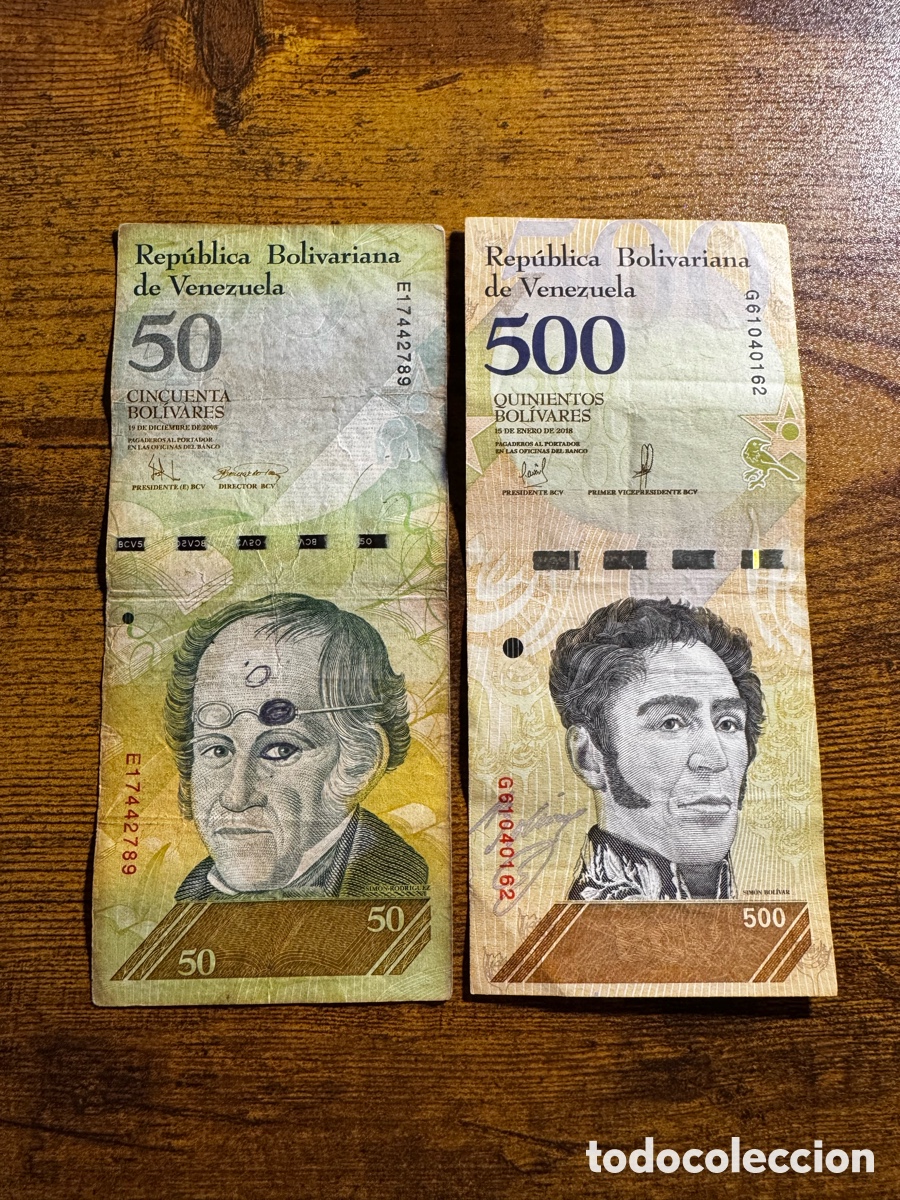 Billetes extranjeros: Lote de 2 billetes de Venezuela. Circulados