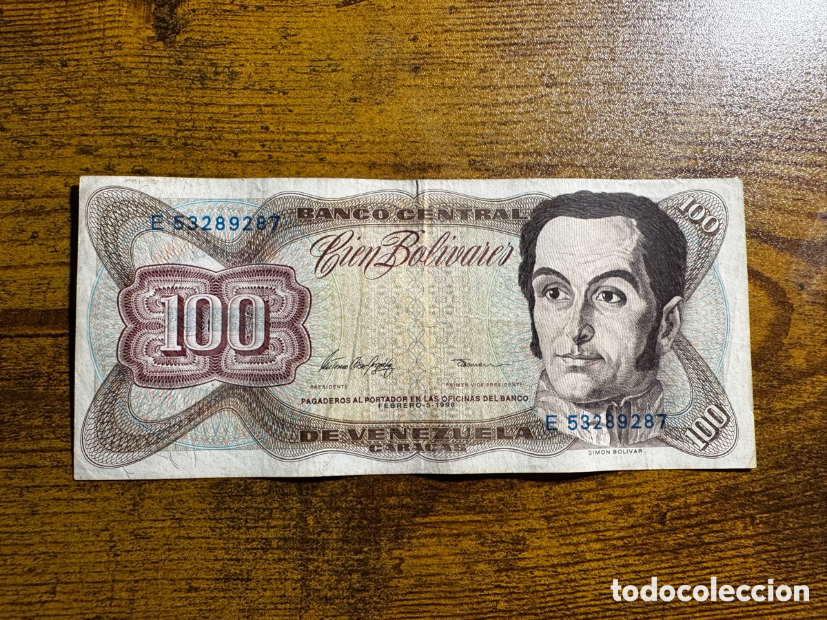 Billetes extranjeros: Billete de 100 bolivares Venezuela. Circulado