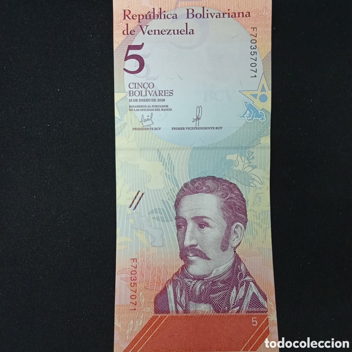 Notas Internacionais: Venezuela 5 Bol&iacute;vares a&ntilde;o 2018