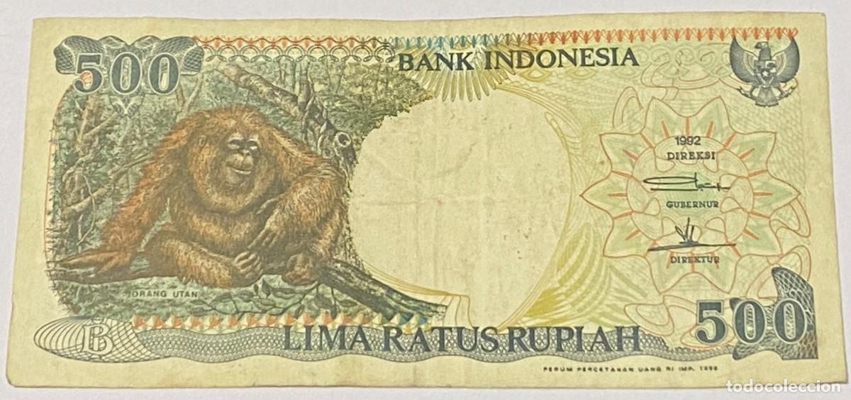 Billetes extranjeros: Billete 1998. 500 Rupias. Indonesia. P-128g. Orangut&aacute;n. MBC