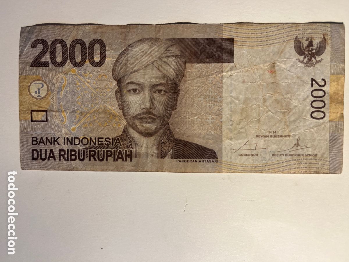 Billetes extranjeros: Billete. Bank Indonesia. Dua ribu rupiah 2000 rupias. 2014. Serie WNQ. usado