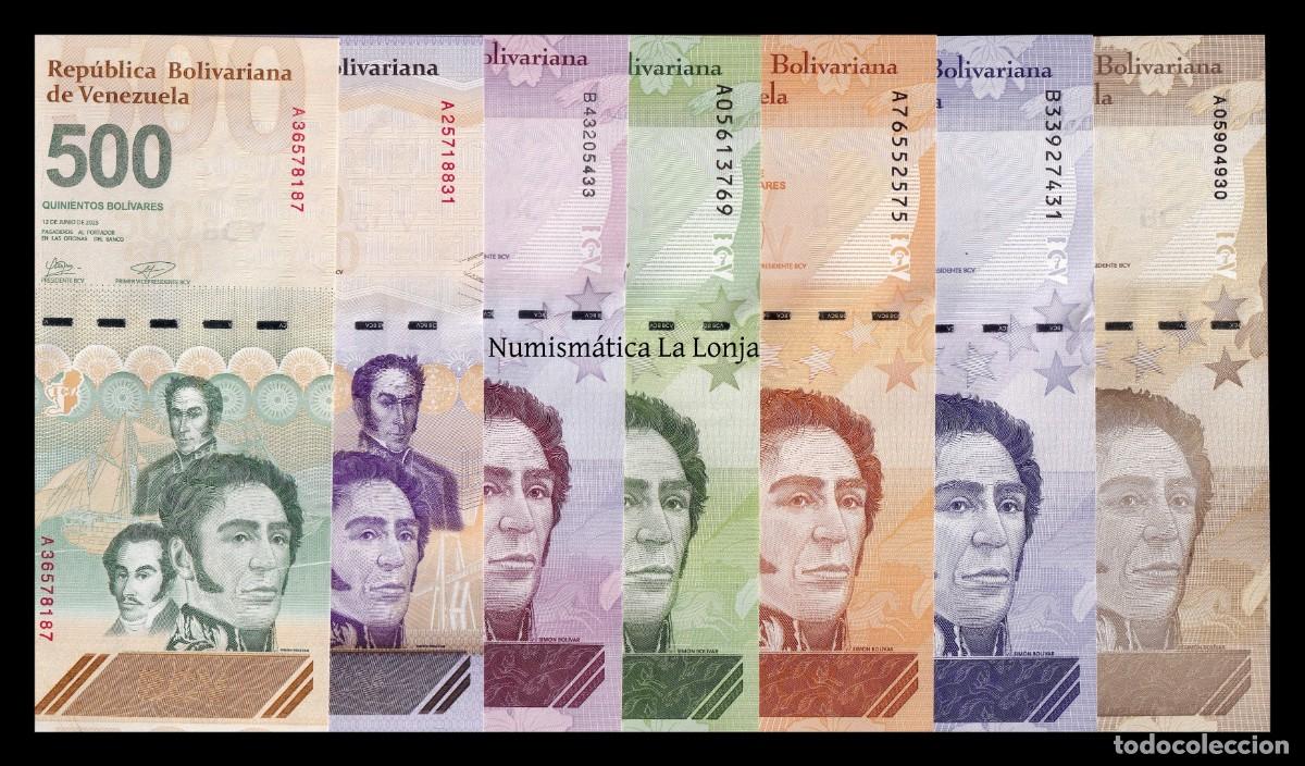 Billetes extranjeros: Venezuela Set Completo 5 10 20 50 100 200 500 Bol&iacute;vares 2021-2025 Pick 115-121 Sc Unc