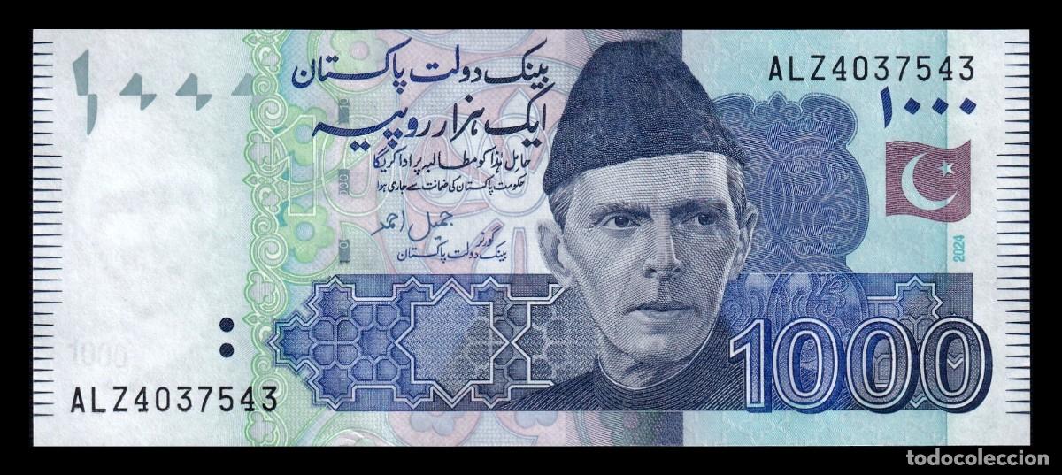 Billetes extranjeros: Pakist&aacute;n 1000 Rupias Mohammed Ali Jinnah 2024 Pick 50t Sc Unc