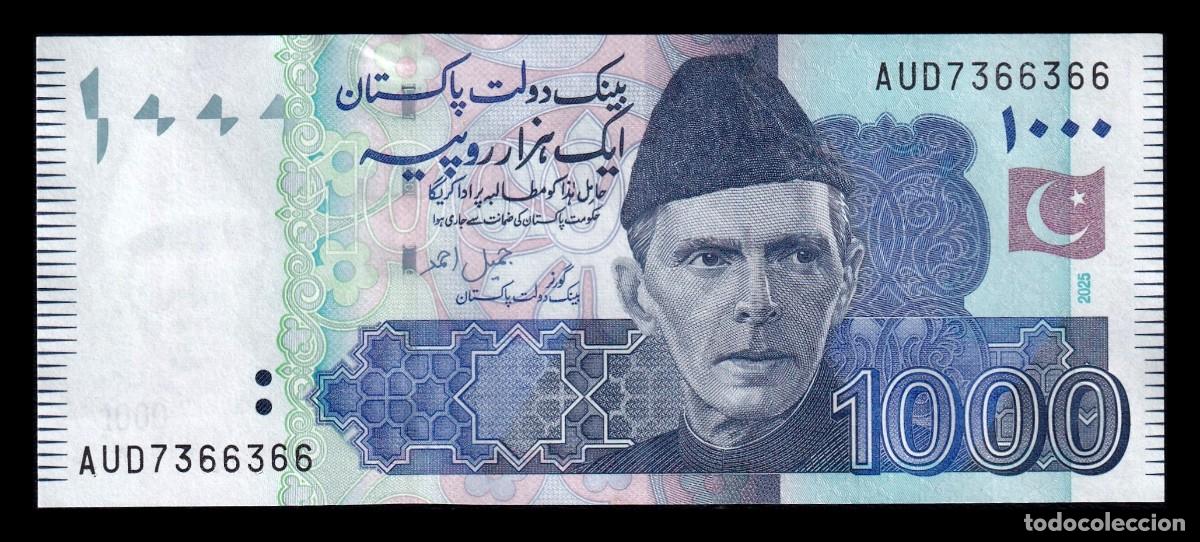 Billetes extranjeros: Pakist&aacute;n 1000 Rupias Mohammed Ali Jinnah 2025 Pick 50u Sc Unc