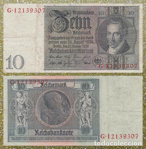 Billetes extranjeros: Deutsches Reich 10 Reichsmark 1929