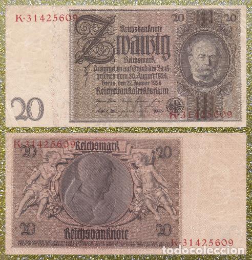 Billetes extranjeros: Deutsches Reich 20 Reichsmark 1929