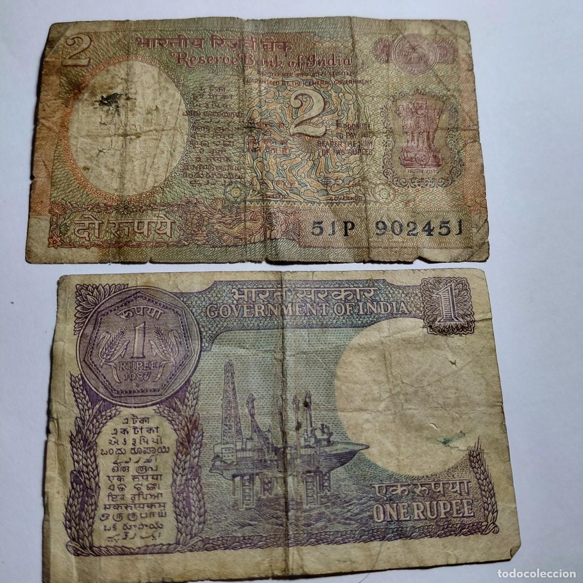 Billetes extranjeros: INDIA - lote 2 billetes - Foto 2