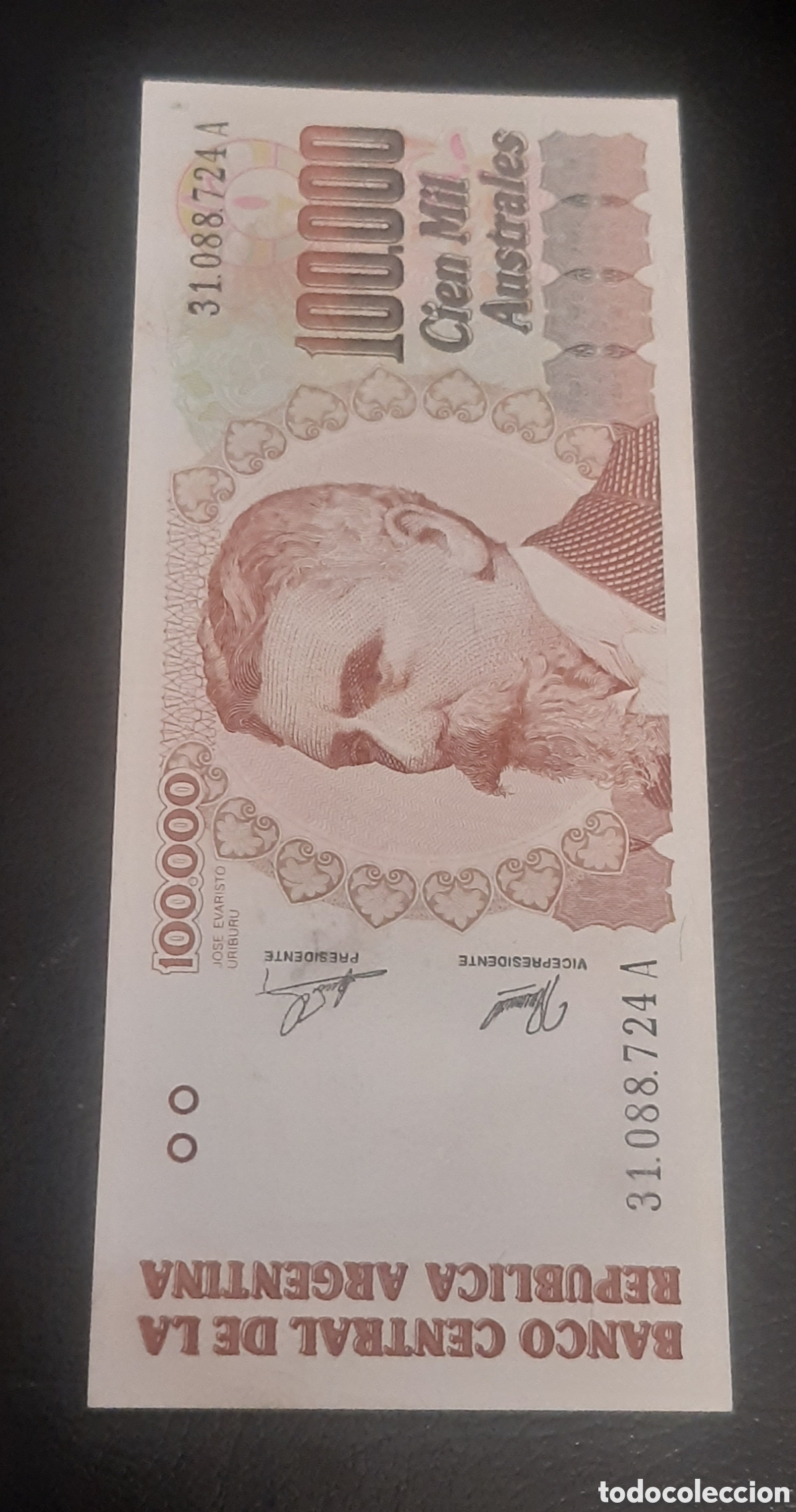 Billetes extranjeros: Billete Argentina 100.000 australes ebc+
