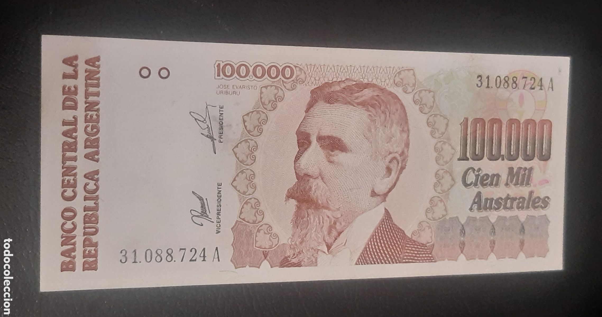Billetes extranjeros: Billete Argentina 100.000 australes ebc+
