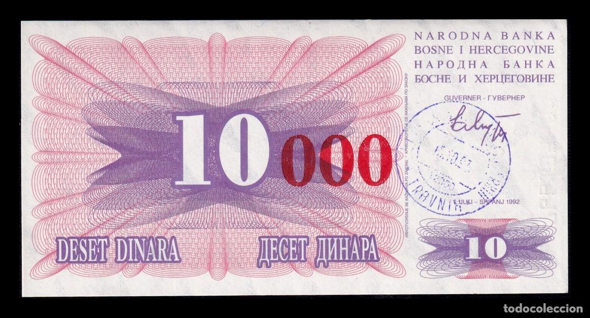 Billetes extranjeros: Bosnia & Herzegovina Travnik 10000 Dinara 1993 Pick 53b Sc Unc
