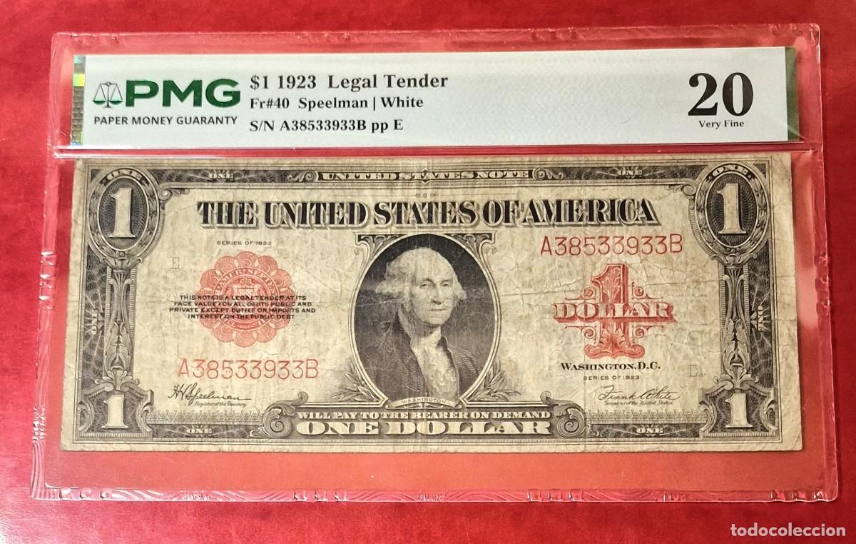 Billetes extranjeros: ESTADOS UNIDOS USA SELLO ROJO PMG 20 |SOLO ACEPTO PAYPAL| BILLETE $ 1 DOLLAR 1923 LEER DESCRIPCION