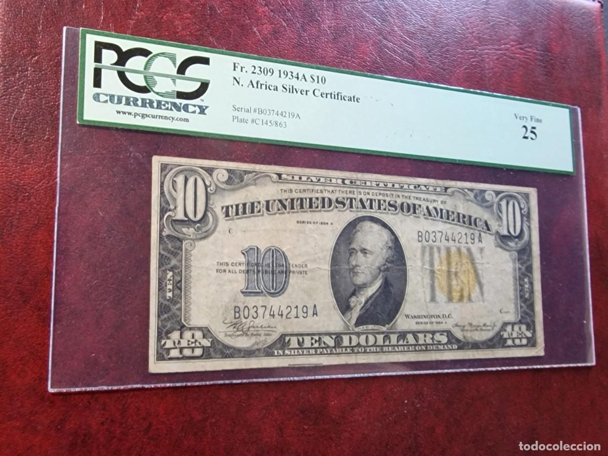 Billetes extranjeros: ESTADOS UNIDOS USA NORTH AFRICA PCGS 25|SOLO ACEPTO PAYPAL| BILLETE $ 10 DOLLARS 1934 LEER DESCRIPCI