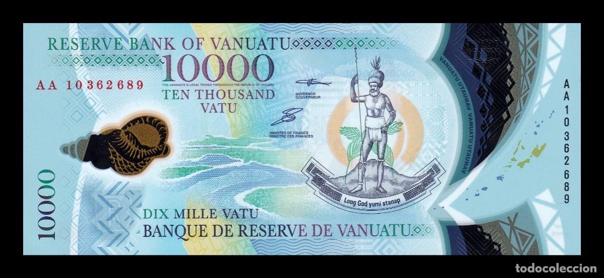 Billetes extranjeros: Vanuatu 10000 Vatu Conmemorativo 2010 Pick 16b Pol&iacute;mero Sc Unc