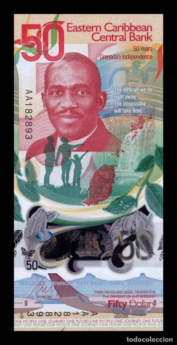 Billetes extranjeros: Estados del Caribe 50 D&oacute;lares Conmemorativo 2024 Pick 62 Pol&iacute;mero Sc Unc
