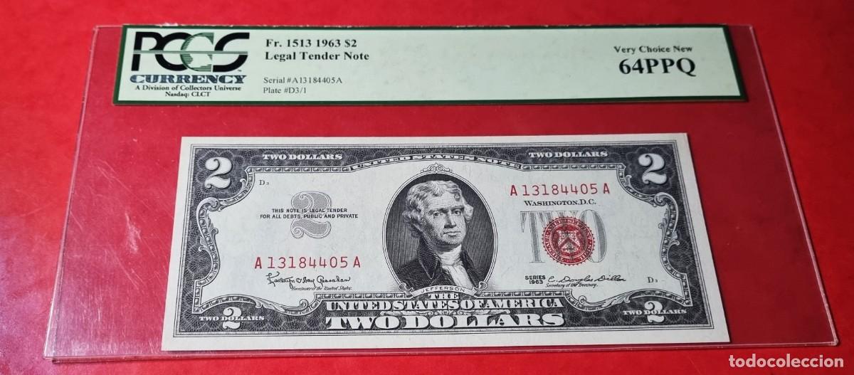 Billetes extranjeros: ESTADOS UNIDOS USA PMG PCGS 64 PPQ |SOLO ACEPTO PAYPAL| BILLETE $ 2 DOLLAR 1963 LEER