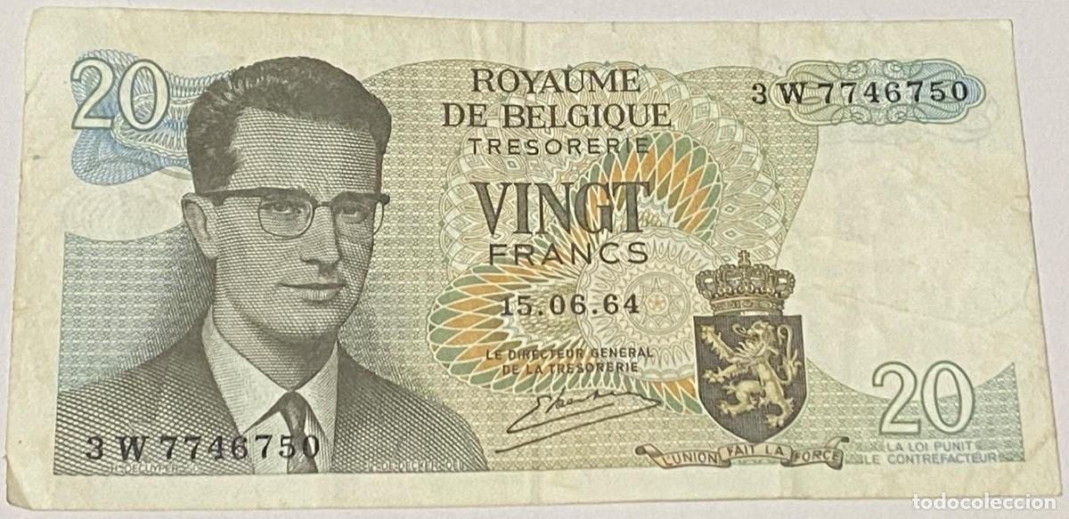 Billetes extranjeros: Billete 1964. 20 Francos. Rey Balduino I. P-138a.3. Atomium, Bruselas, B&eacute;lgica. MBC. Firma: Emile Ke