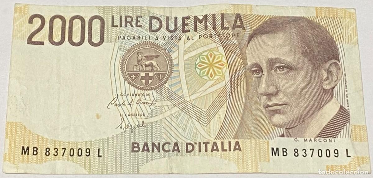 Billetes extranjeros: Billete 1992. 2000 Liras. Italia. P-115a.2. MBC. Marconi. B Segunda Letra de Serie
