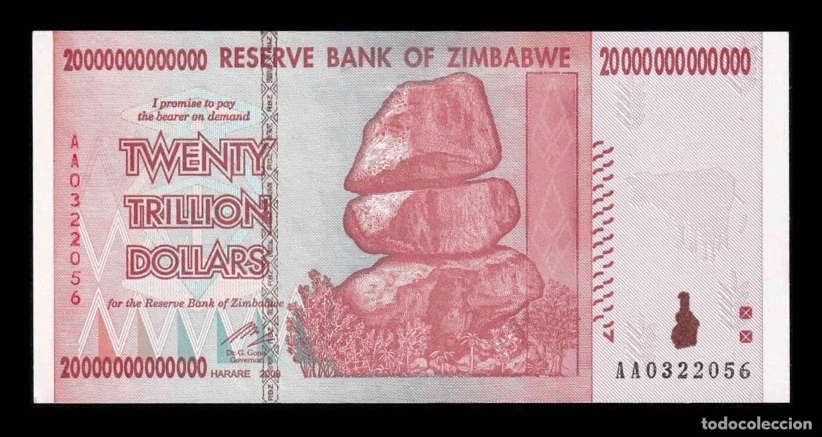Billetes extranjeros: Zimbabwe 20000000000000 20 Trillones de D&oacute;lares 2008 Pick 89 Sc Unc