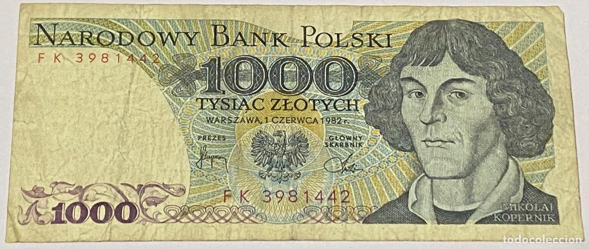 Billetes extranjeros: Billete 1982. 1000 Zlotich. Polonia Comunista. Nicol&aacute;s Cop&eacute;rnico. BC. Buena Conservaci&oacute;n