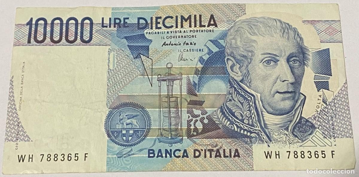 Billetes extranjeros: Billete 1997. 10000 Liras. Italia. P-112d.1. MBC. Alessandro Volta, Pila, Templo Voltiano, Como. H