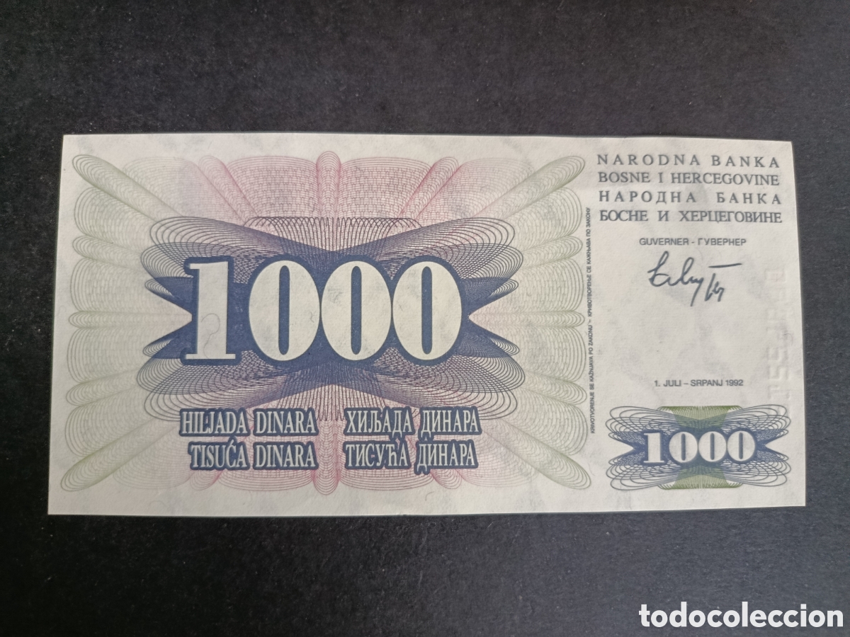 Billetes extranjeros: BOSNIA HERZEGOVINA. BILLETE DE 1000 DINARES. SC.