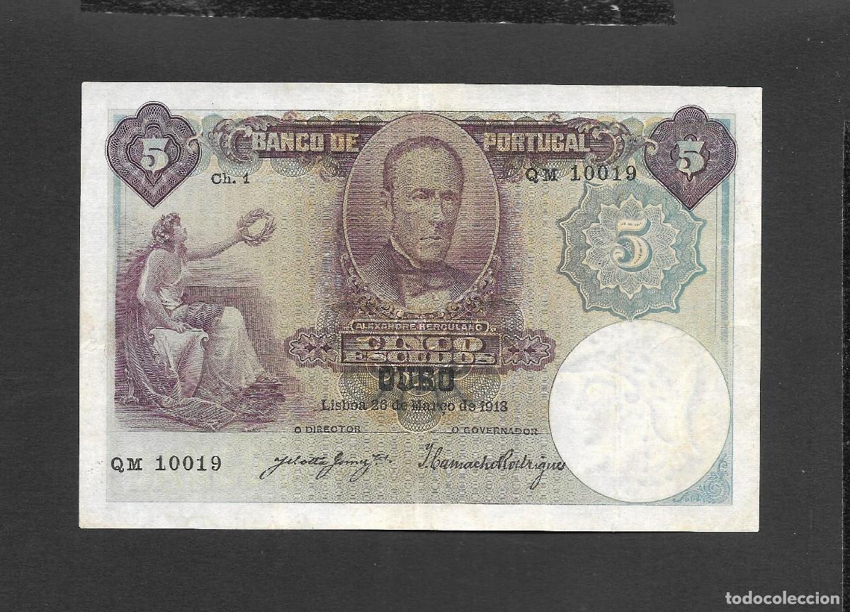 Billetes extranjeros: PORTUGAL 5 ESCUDOS 1918 MBC+