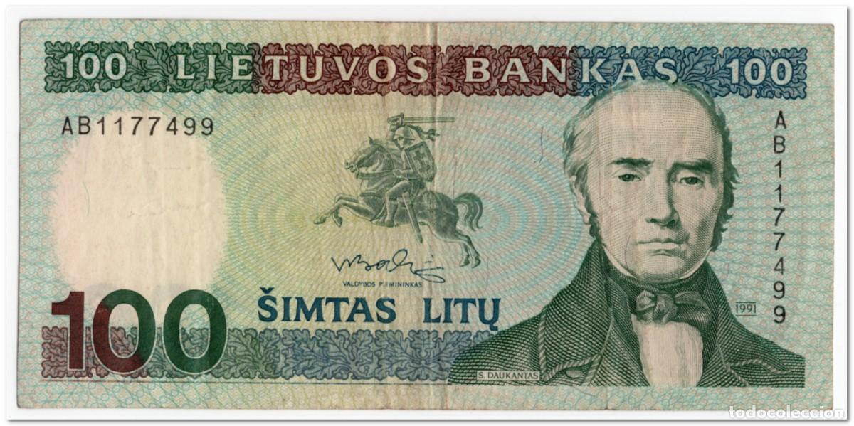 Billetes extranjeros: LITHUANIA,100 LITU,1991,P.50a,aVF