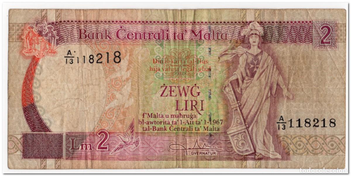Billetes extranjeros: MALTA,2 LIRI,1994,P.45b,aF