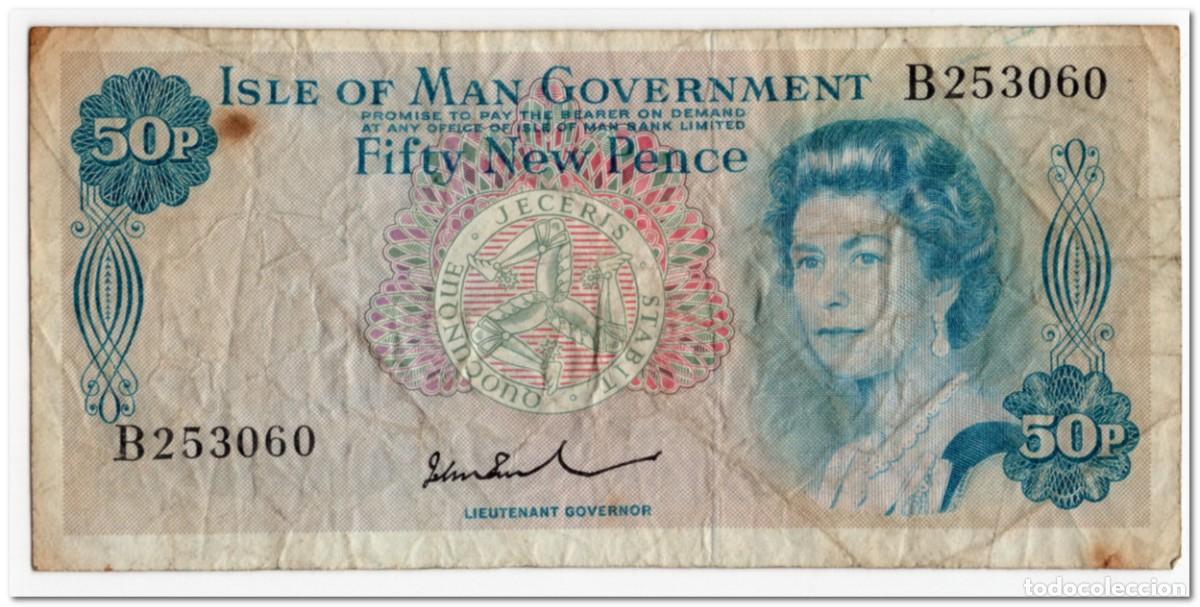 Billetes extranjeros: ISLE OF MAN,50 NEW PENCE,1972,P.28b,CIRCULATED