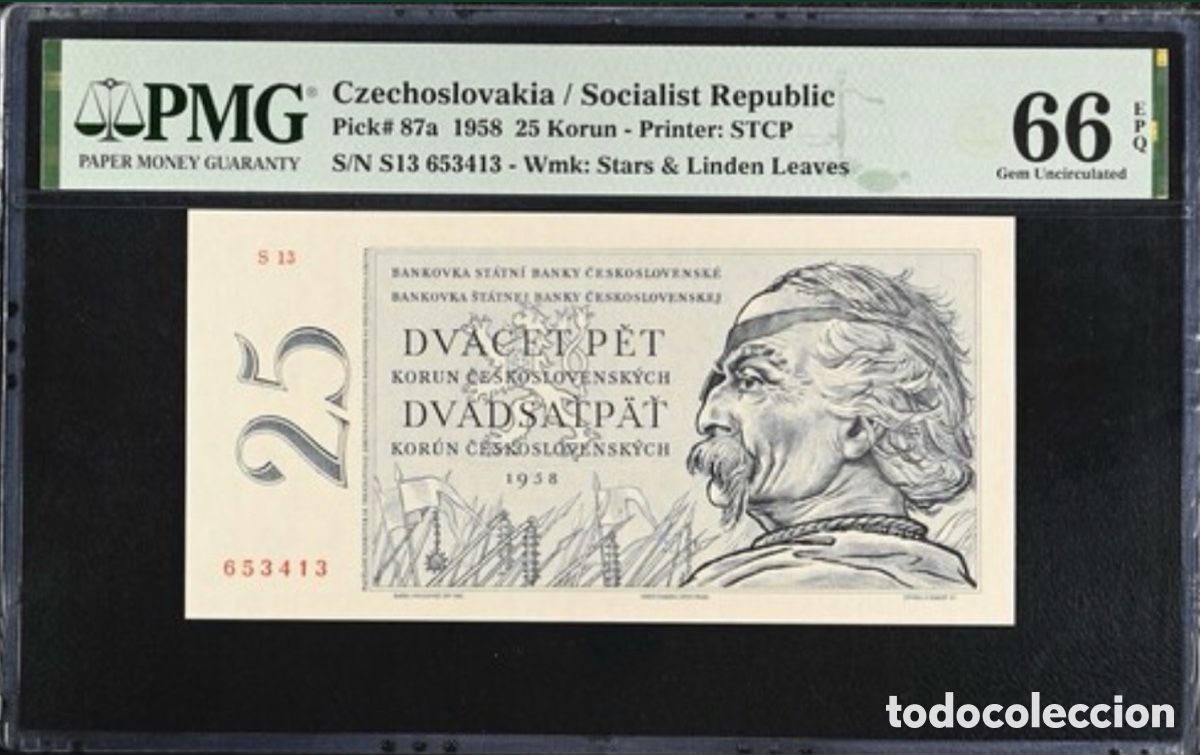 Billetes extranjeros: Billete Czechoslovakia 25 Korun 1958 PMG 66 p87a