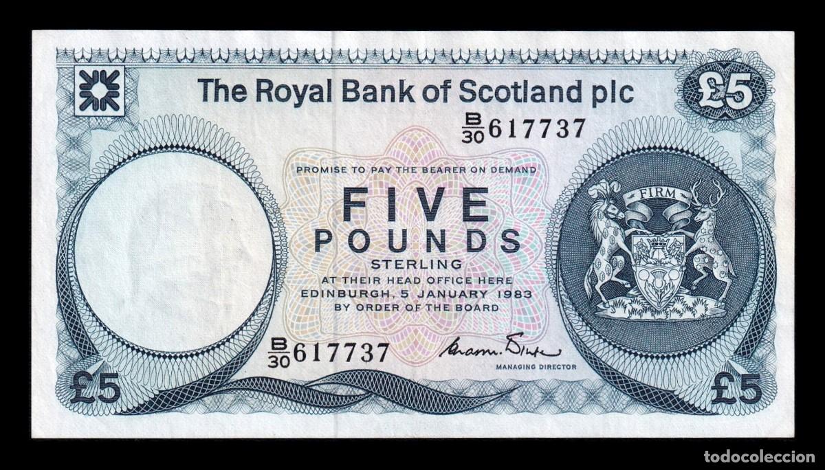 Billetes extranjeros: Escocia 5 Libras Esterlinas 1983 Pick 342a Ebc Xf