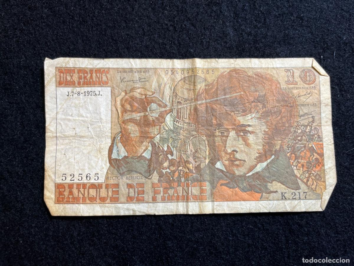 Notas Internacionais: Billete 10 francos Francia 1974 Banque de France H&eacute;ctor Berlioz serie W101 billete franc&eacute;s antiguo u