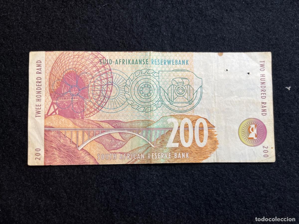 Notas Internacionais: Billete 200 rand Sud&aacute;frica South African Reserve Bank leopardo serie AA billete extranjero usado not
